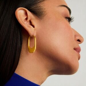 Dean Davidson Crosby Hinged Hoops Matte Gold Oval Sculptural Earring $170